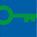 Green key on a blue background